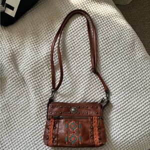 Western style Crossbody Bag with Turquoise Accents